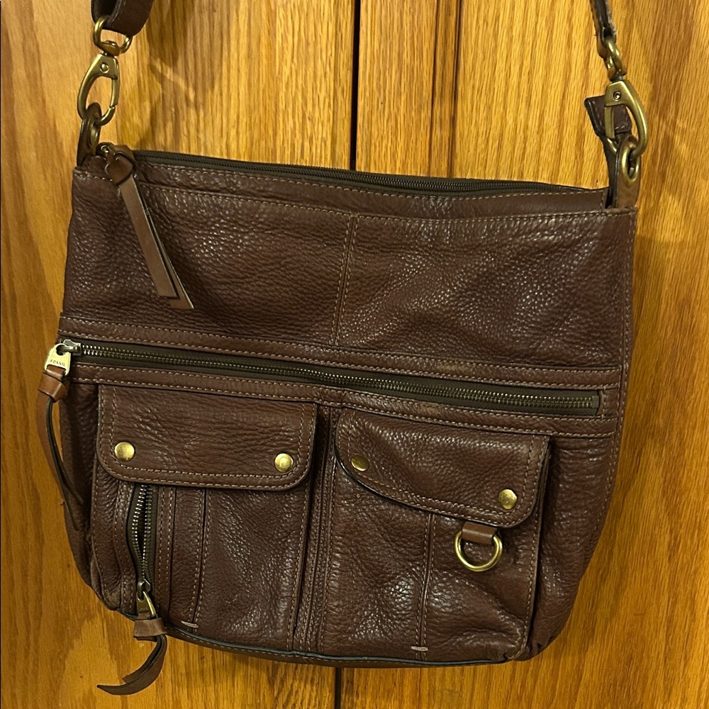 Fossil Dark Brown Leather Crossbody Bag